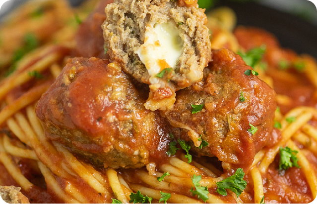 Cheese Filled Meatball Pasta